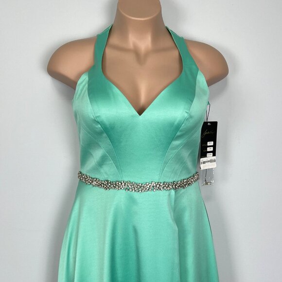 Johnathan Kayne Seafoam Green Formal Evening Gown 2013 Crystal Belt size 14 - Picture 5 of 12